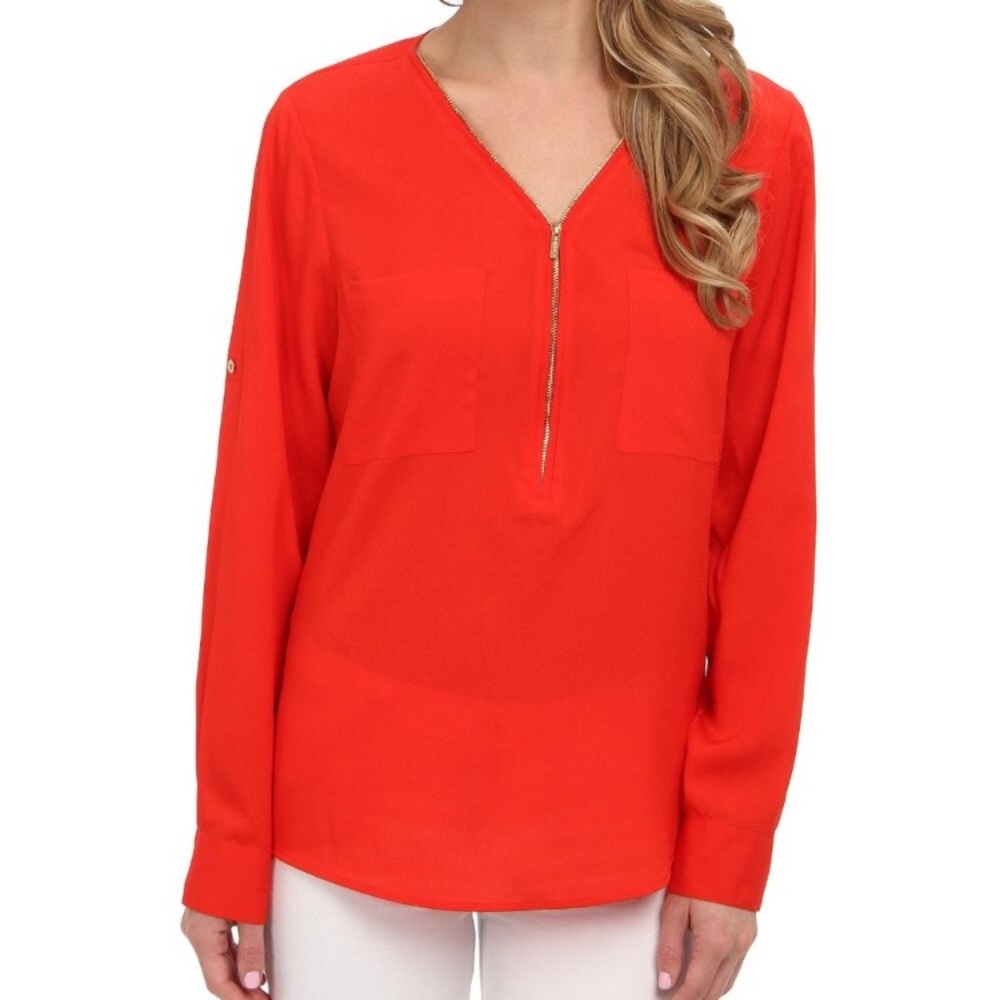 Calvin Klein Zip V Neck Blouse